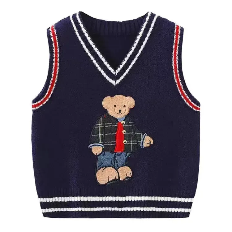 2023 Autumn Children Sweater 0-5Years Kids Boy Girl Long Sleeve Cartoon Bear Pullover Knitting Wool Jumper Warm Winter Clothes