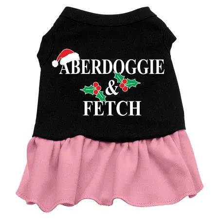 Aberdoggie Christmas Screen Print Dress Black with Pink XXL (18)