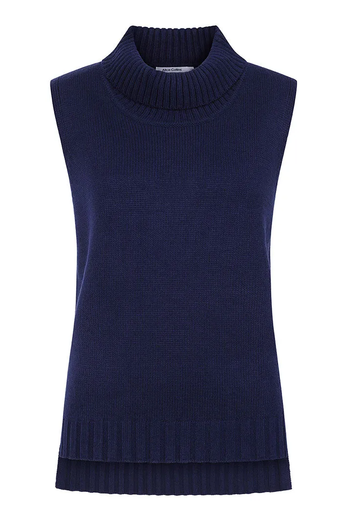 Alice Collins 033A252 Wendy Dark Navy Knitted Polo Tank Top