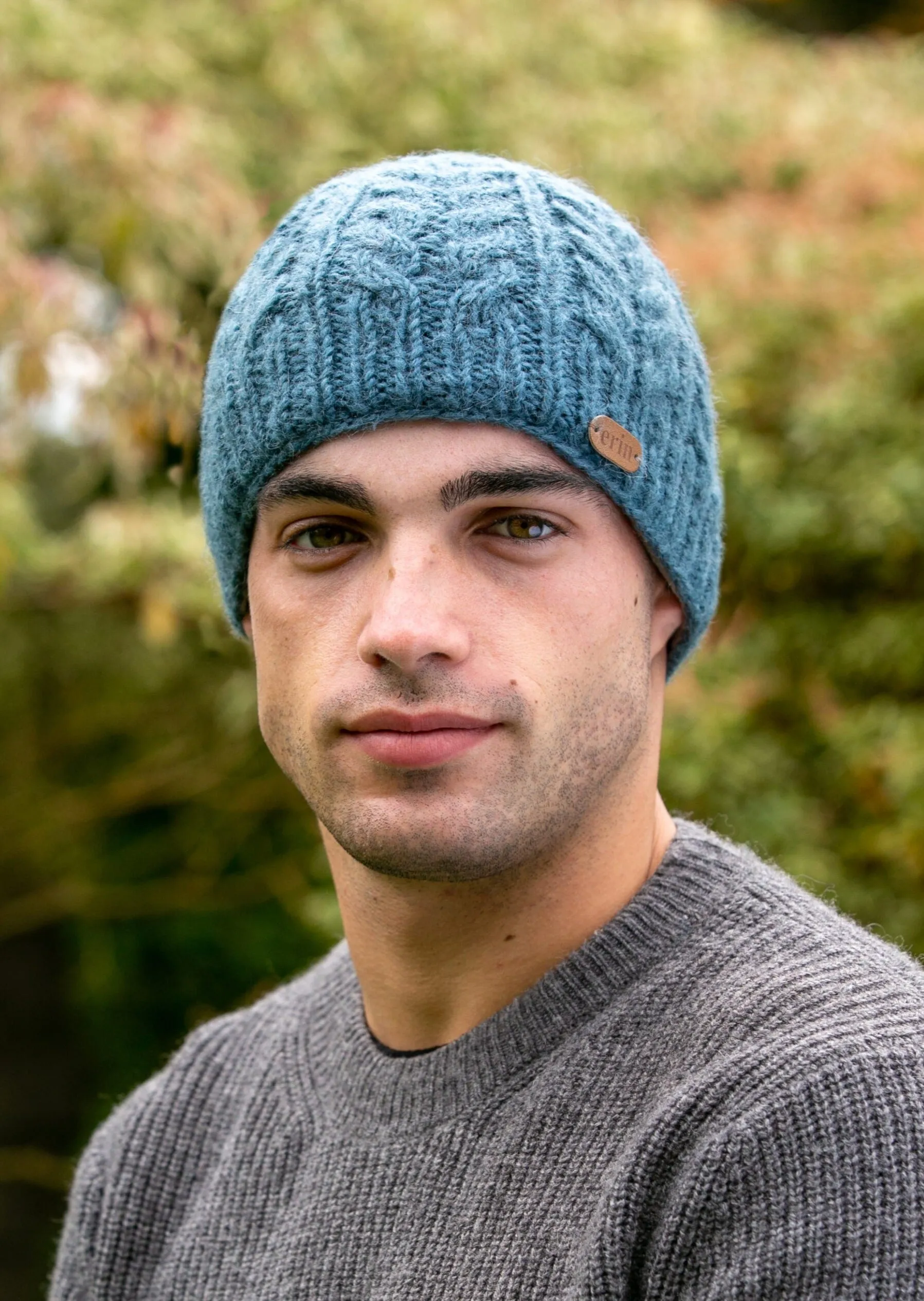 Aran Cable Pullon Hat | Denim