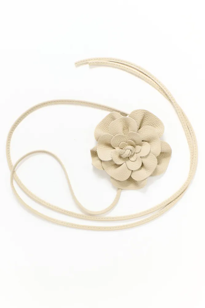 Beige Flower Wrap Belt