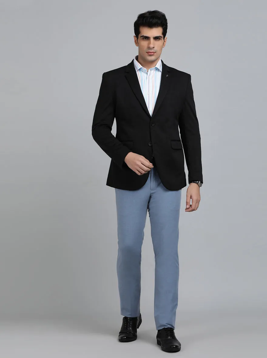 Black Solid Regular Fit Blazer | JB Studio