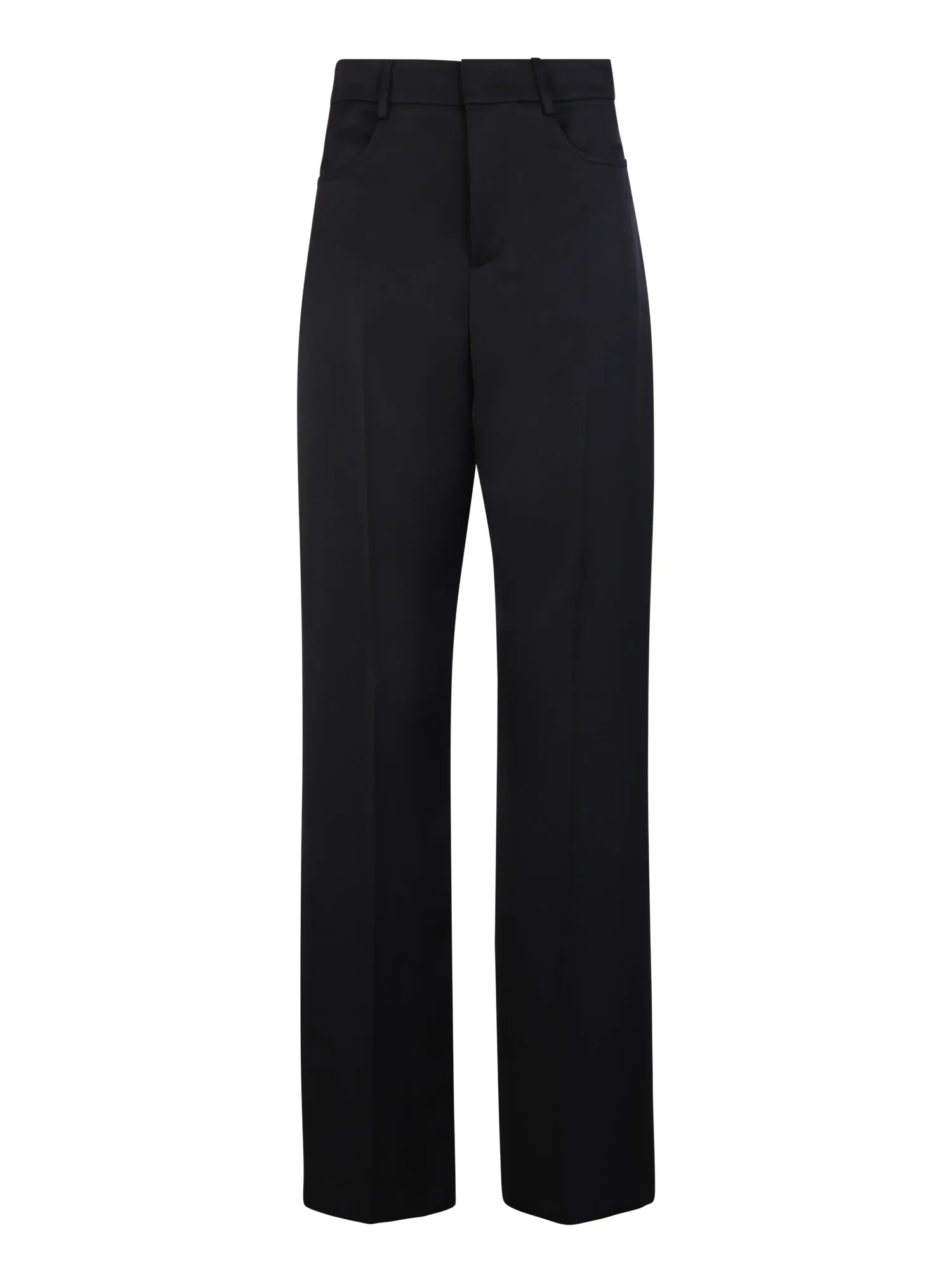 Black straight-leg trousers