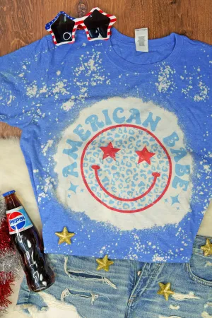 Bleached Retro American Babe Happy Face Softstyle Adult T-Shirt