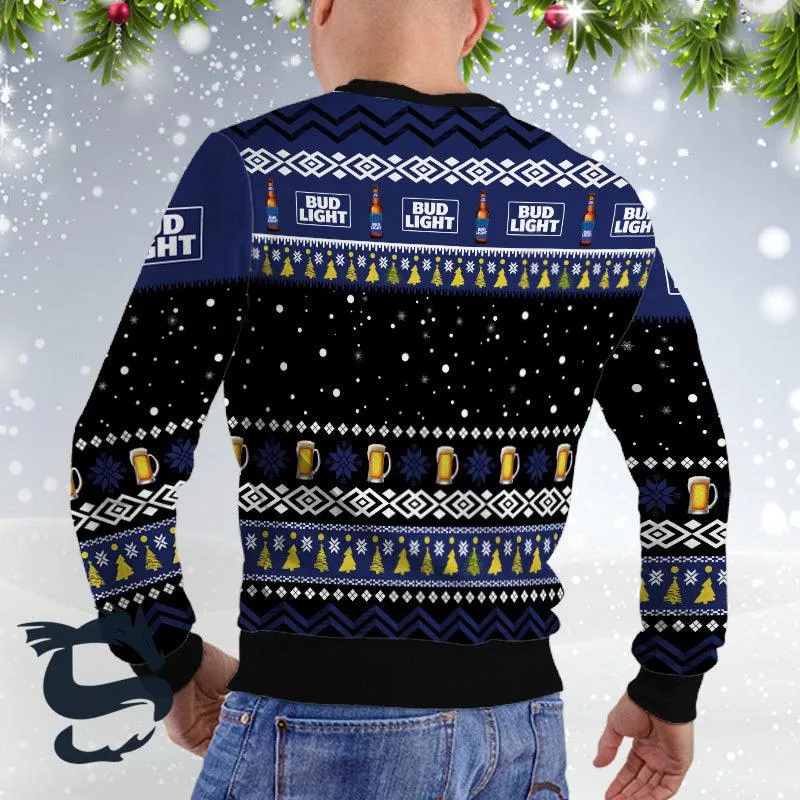 Bud Light Santa Reindeer Snowflake Christmas Sweater