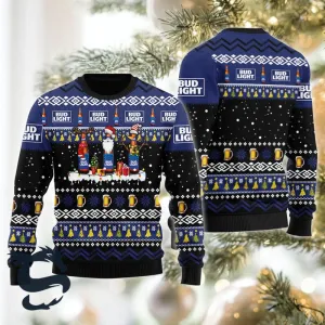 Bud Light Santa Reindeer Snowflake Christmas Sweater