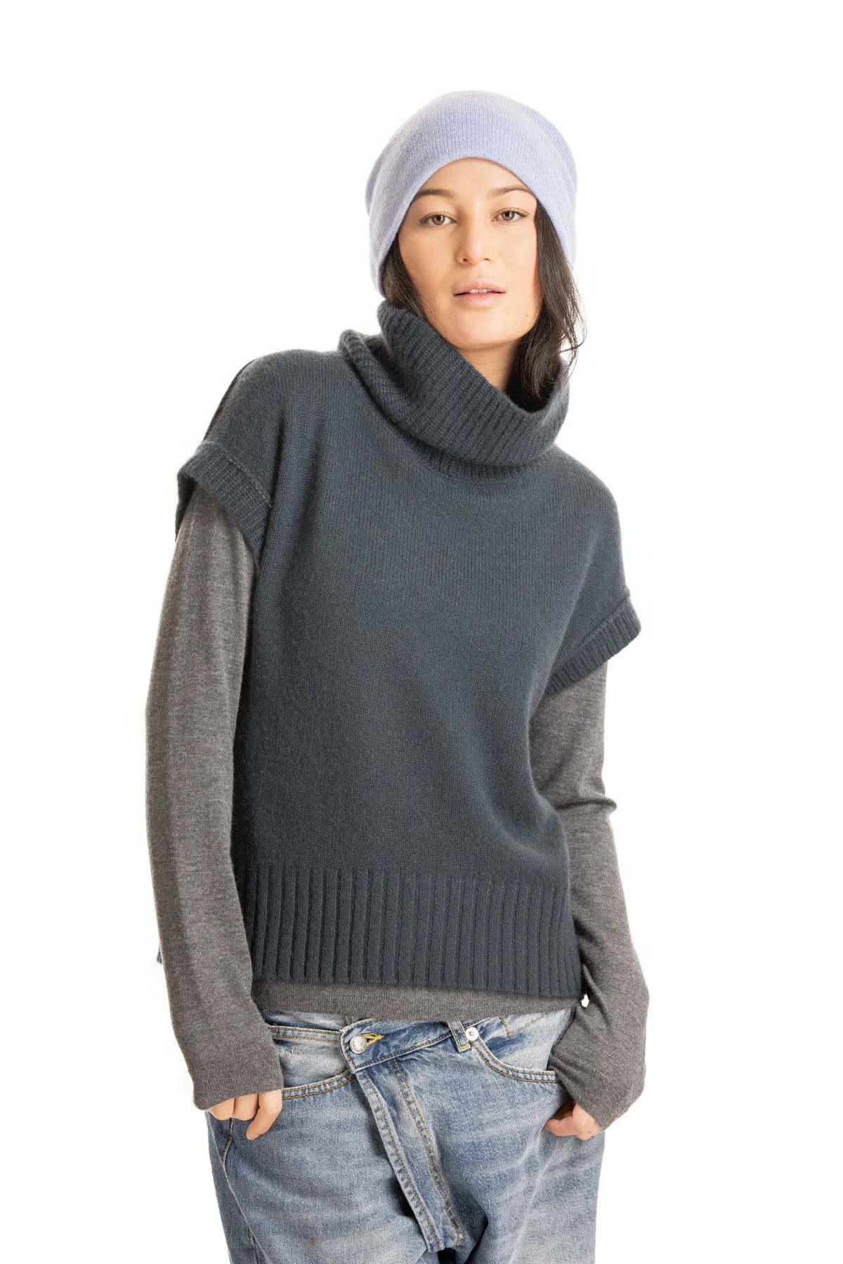 Cashmere Mock Pullover - Lagoon
