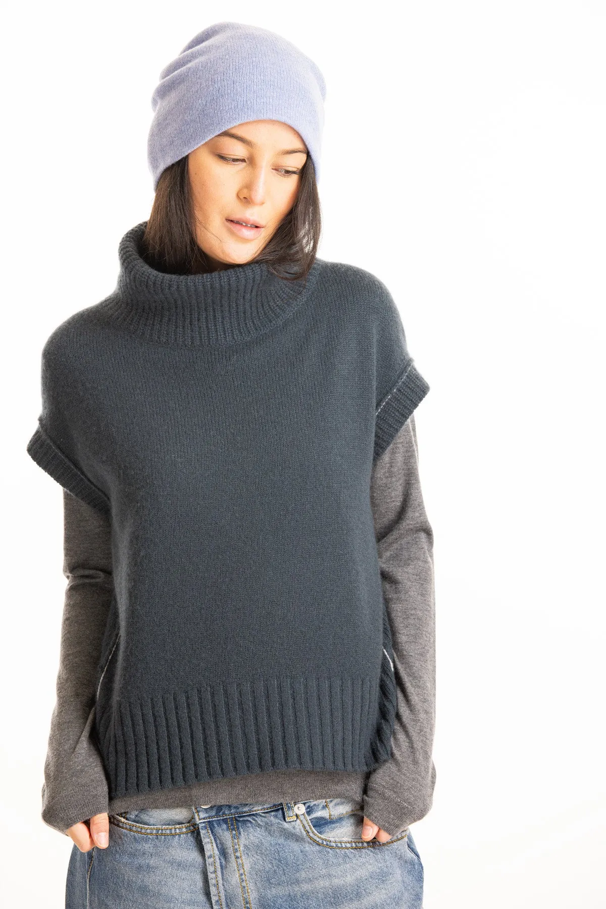 Cashmere Mock Pullover - Lagoon