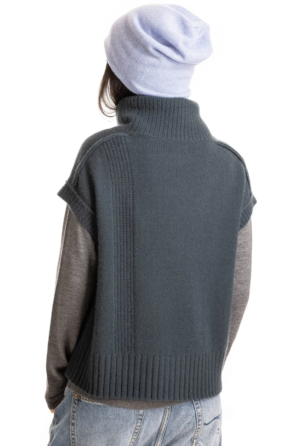 Cashmere Mock Pullover - Lagoon