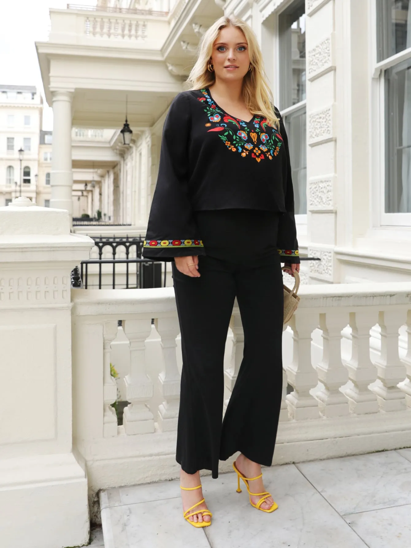 Casual Floral Long Sleeve V Neck Regular Plus Size Blouse
