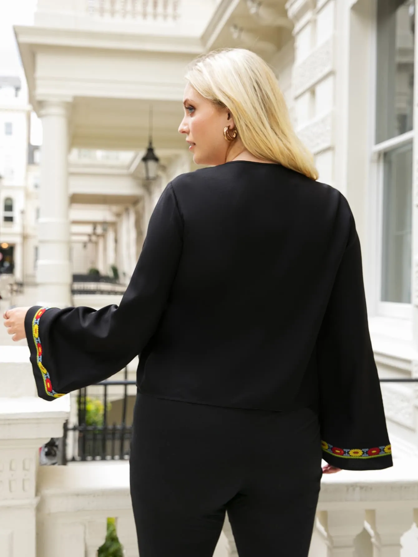 Casual Floral Long Sleeve V Neck Regular Plus Size Blouse