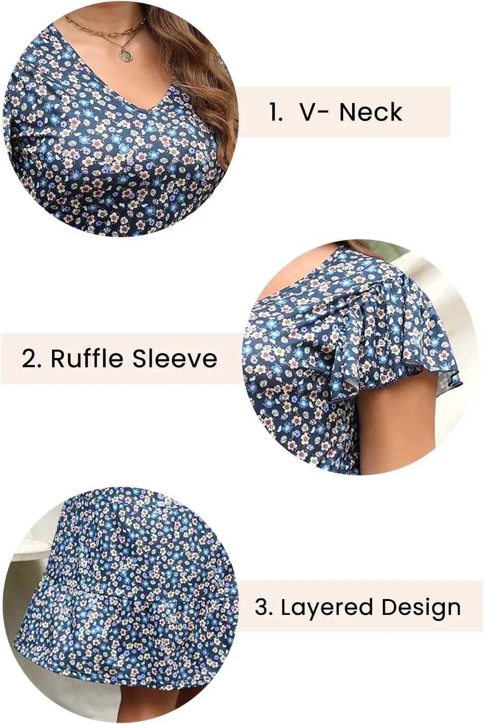 Celkuser Plus Size Casual Summer Dresses Curvy Womens Elastic Waist Tiered A Line Ruffle Hem Dress with Pockets