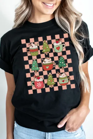 Checkered Christmas Coffee Softstyle Adult T-Shirt
