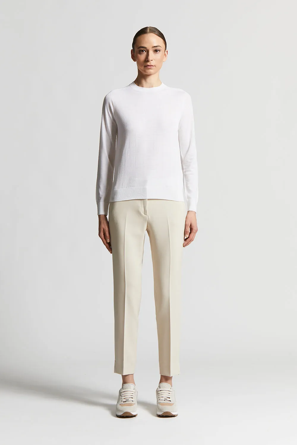 Cigarette trousers in viscose-cotton fabric