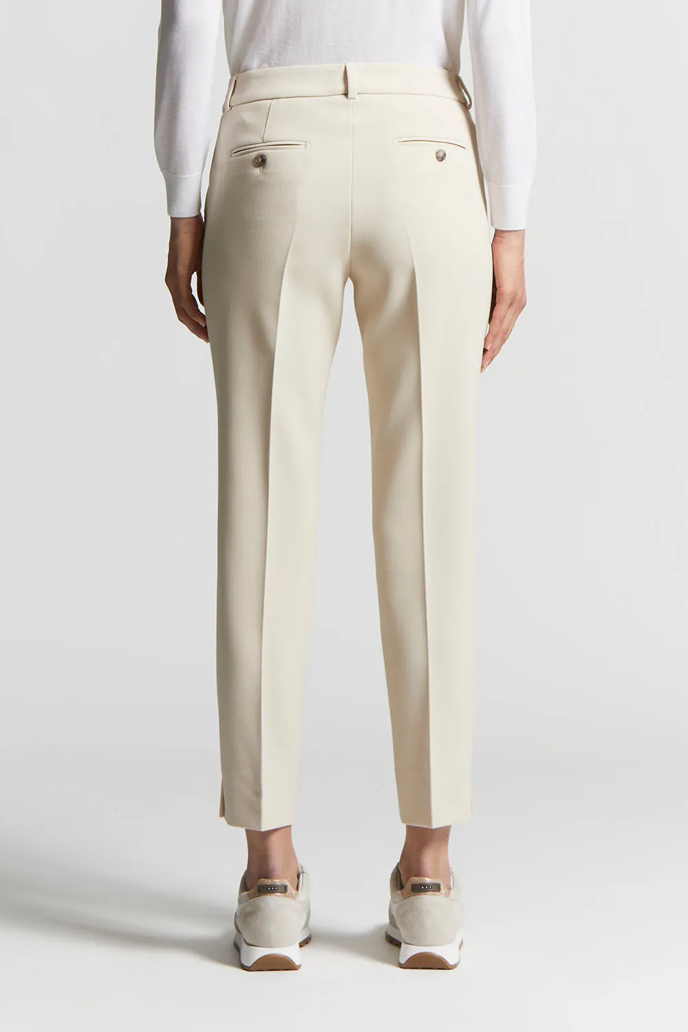 Cigarette trousers in viscose-cotton fabric