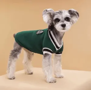 College-Style Puppy Vest – Warm Knitwear for Small Dogs & Cats
