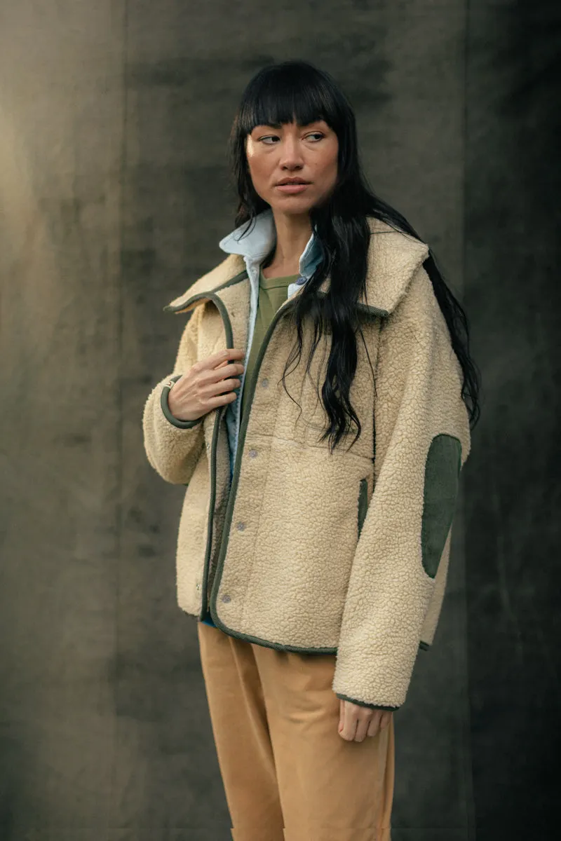 Damsons Borg Fleece Jacket Natural