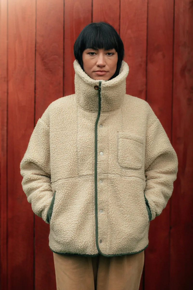 Damsons Borg Fleece Jacket Natural