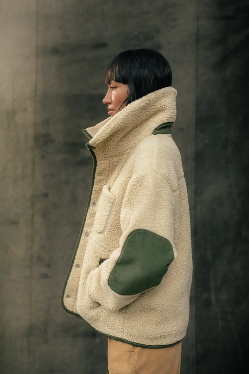 Damsons Borg Fleece Jacket Natural
