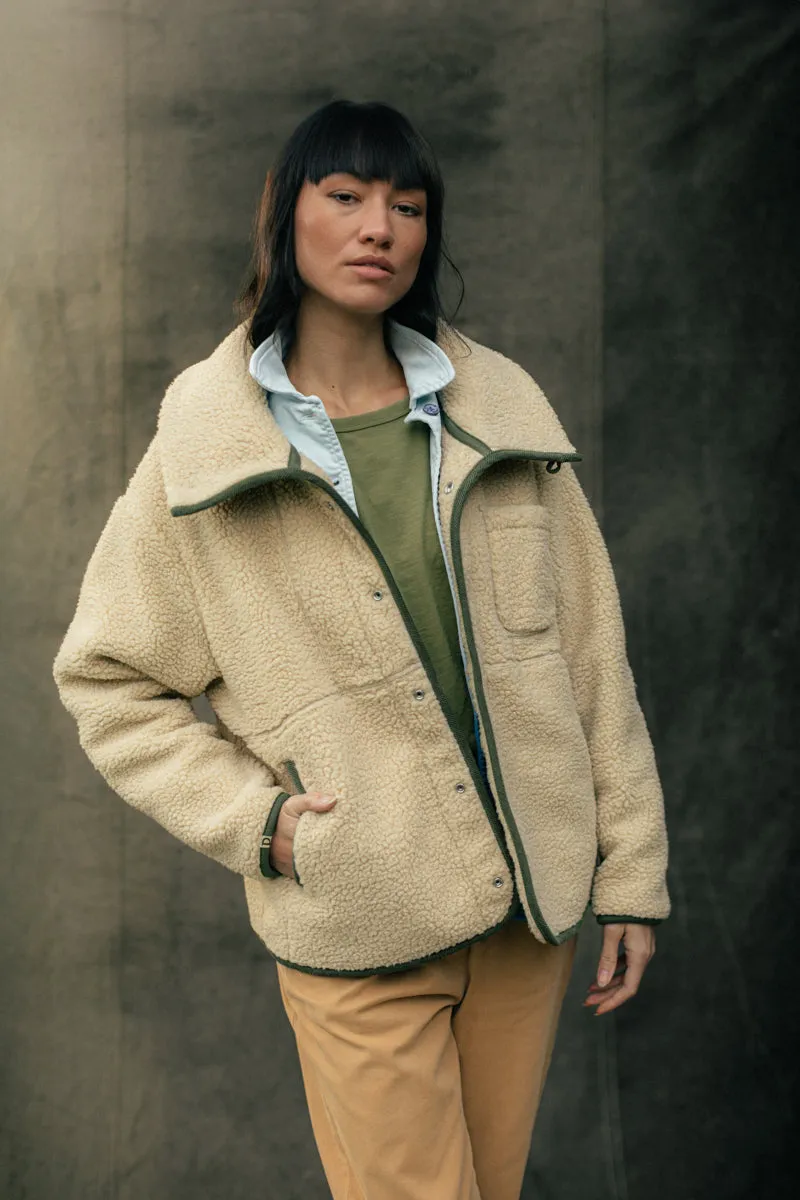 Damsons Borg Fleece Jacket Natural
