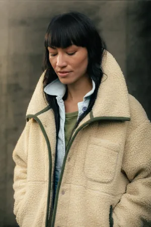 Damsons Borg Fleece Jacket Natural