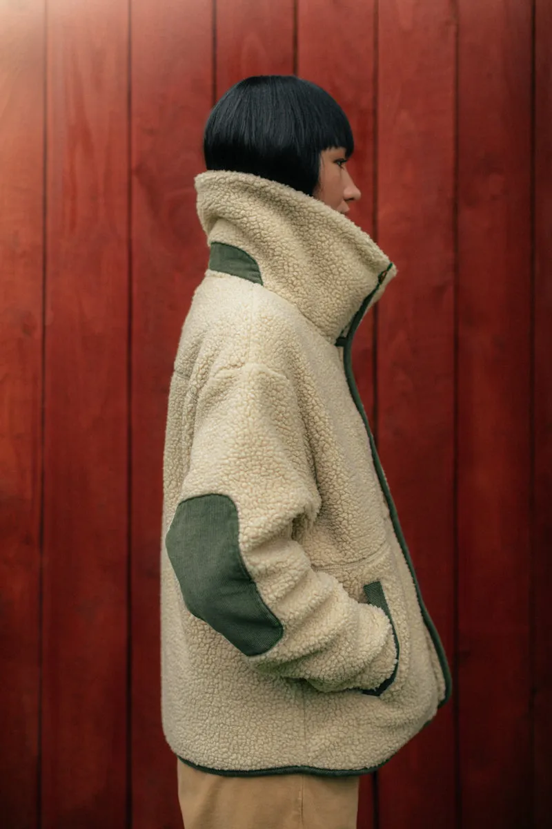 Damsons Borg Fleece Jacket Natural