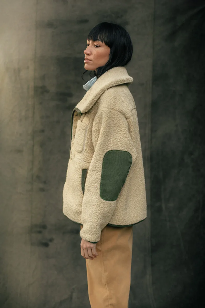 Damsons Borg Fleece Jacket Natural