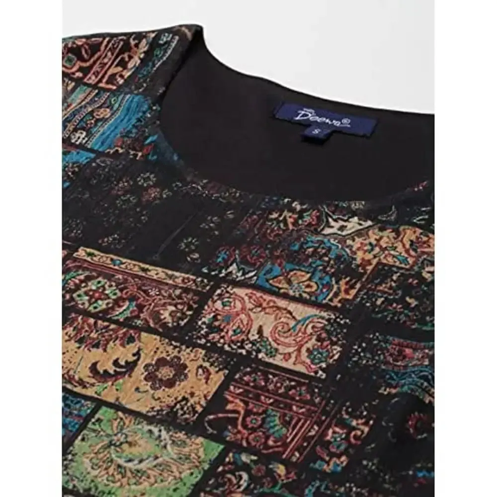 Deewa Women's Polyester Digital Print Maxi Dress(Multicolor)