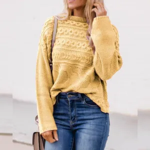Elegant Stand Collar Twist Knit Sweater