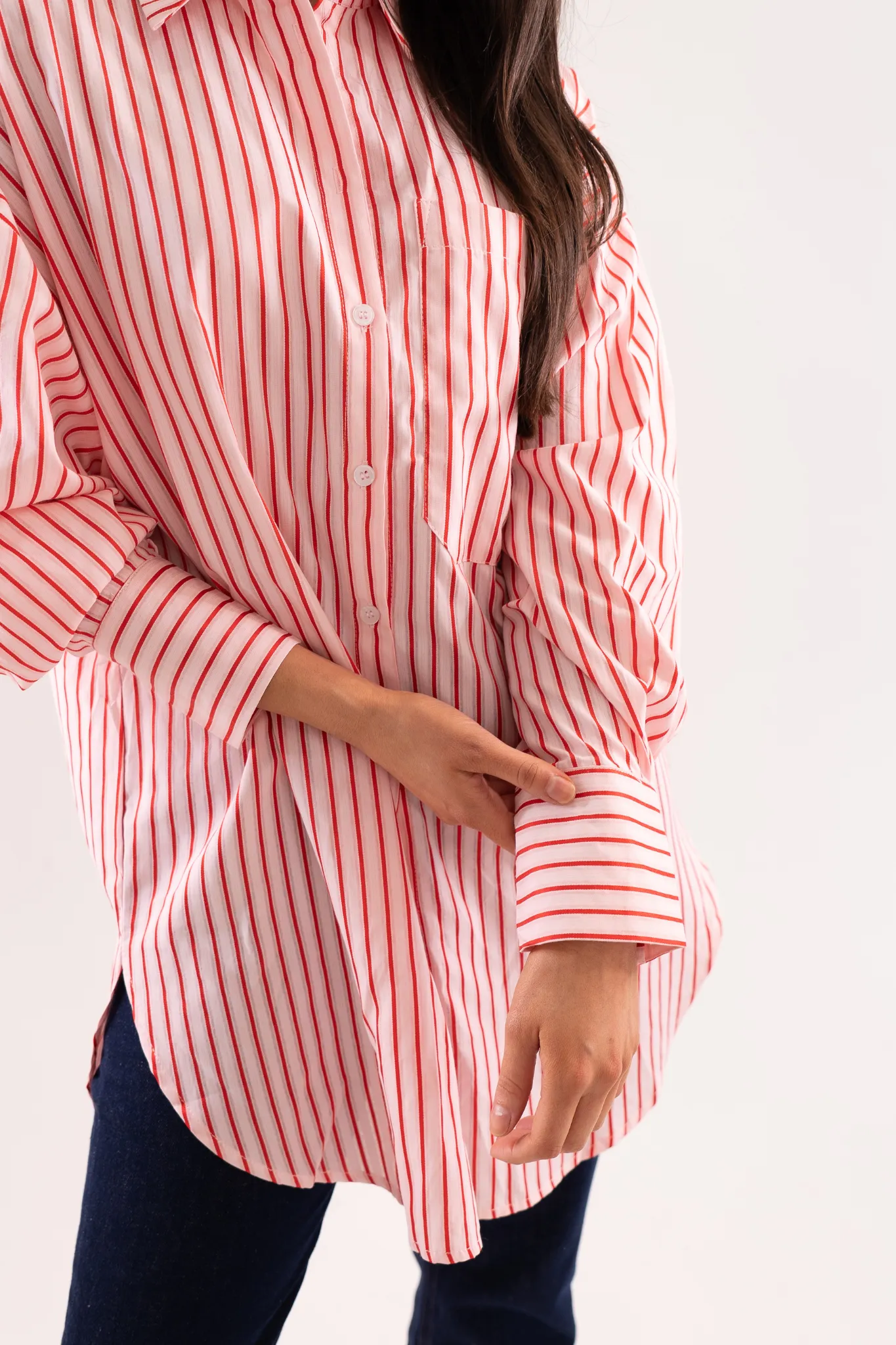 Elsa Stripe Shirt In Pink & Red