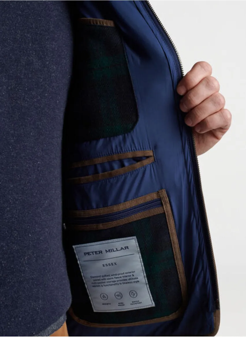 Essex Quilted Wool Travel Vest-Navy/Balsam