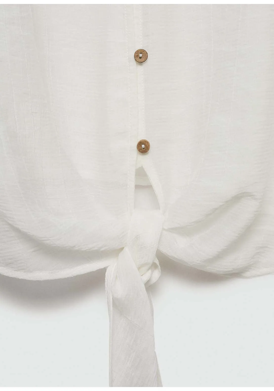 Flared-sleeve blouse with bow - Beige