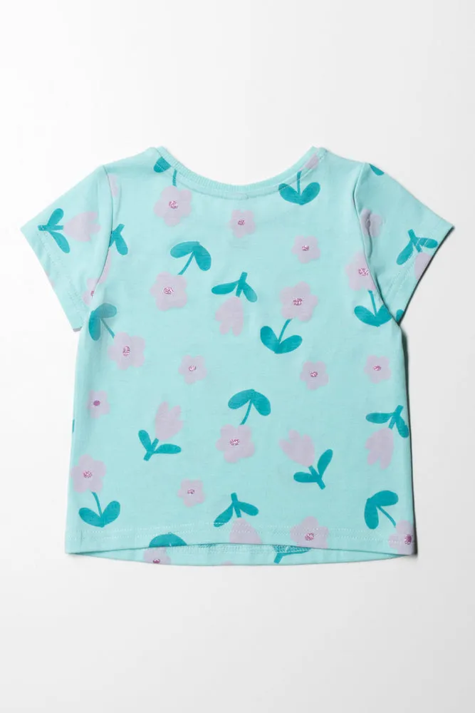 Floral Printed T-Shirt Aqua
