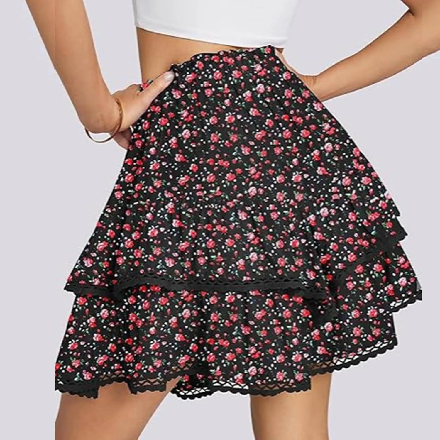 Flowy Shorts for Women Casual Boho Floral Skort Ruffle Mini Skirts Running Tennis Butterfly Shorts 2025 Trendy Outfit