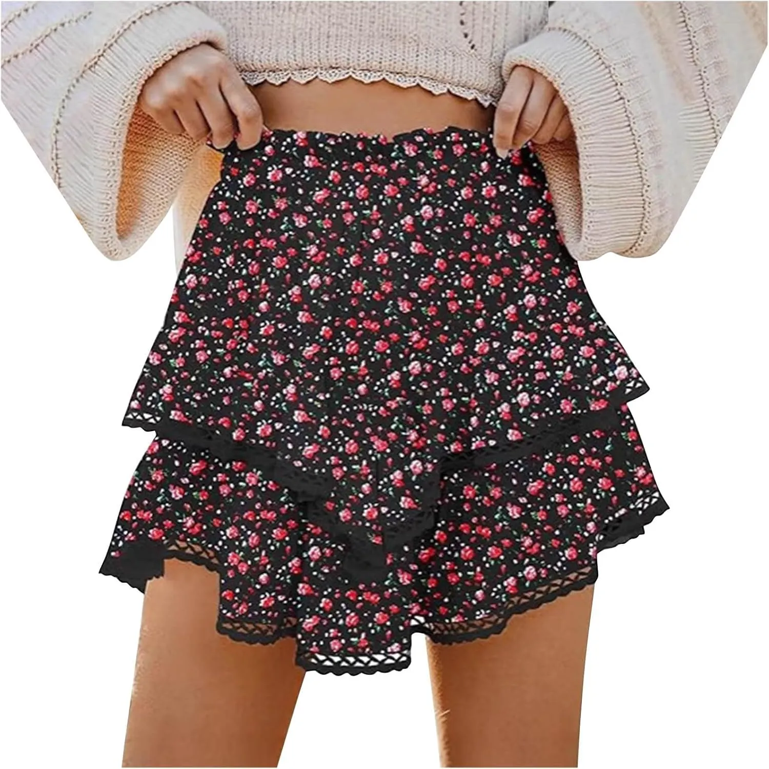 Flowy Shorts for Women Casual Boho Floral Skort Ruffle Mini Skirts Running Tennis Butterfly Shorts 2025 Trendy Outfit