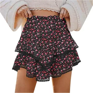Flowy Shorts for Women Casual Boho Floral Skort Ruffle Mini Skirts Running Tennis Butterfly Shorts 2025 Trendy Outfit