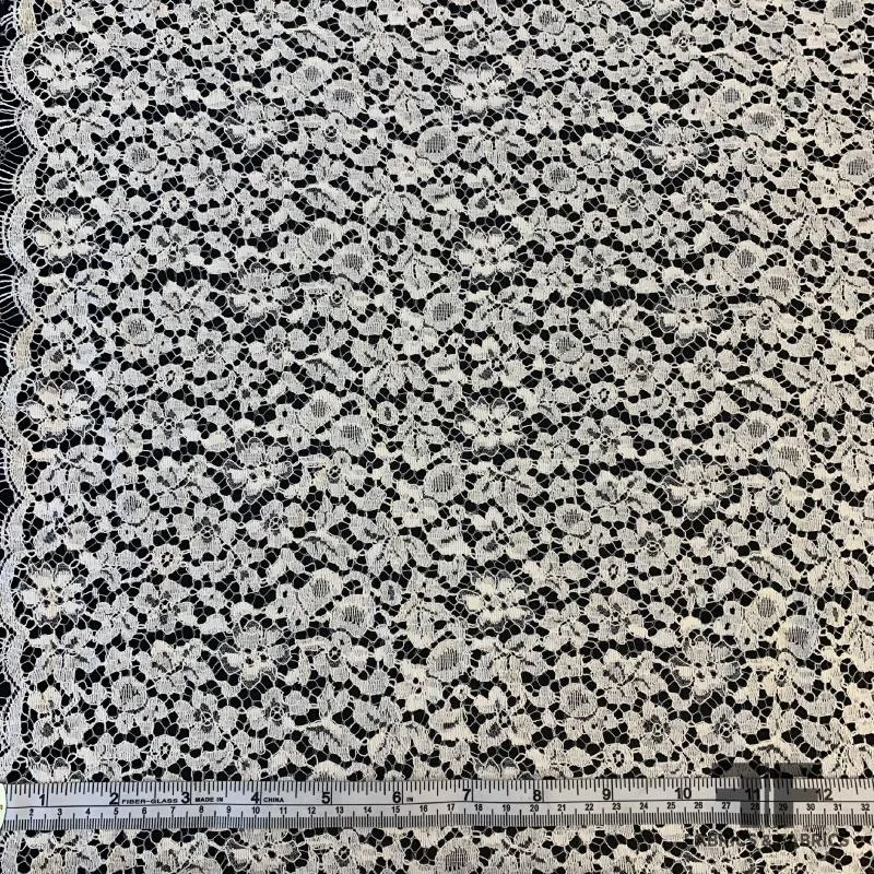 French Chantilly Lace Small Flower Motif - Off White
