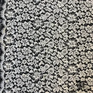 French Chantilly Lace Small Flower Motif - Off White