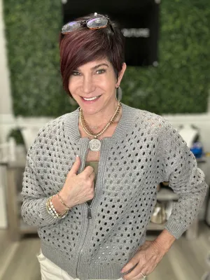 Grey Aster Zipper Cardigan