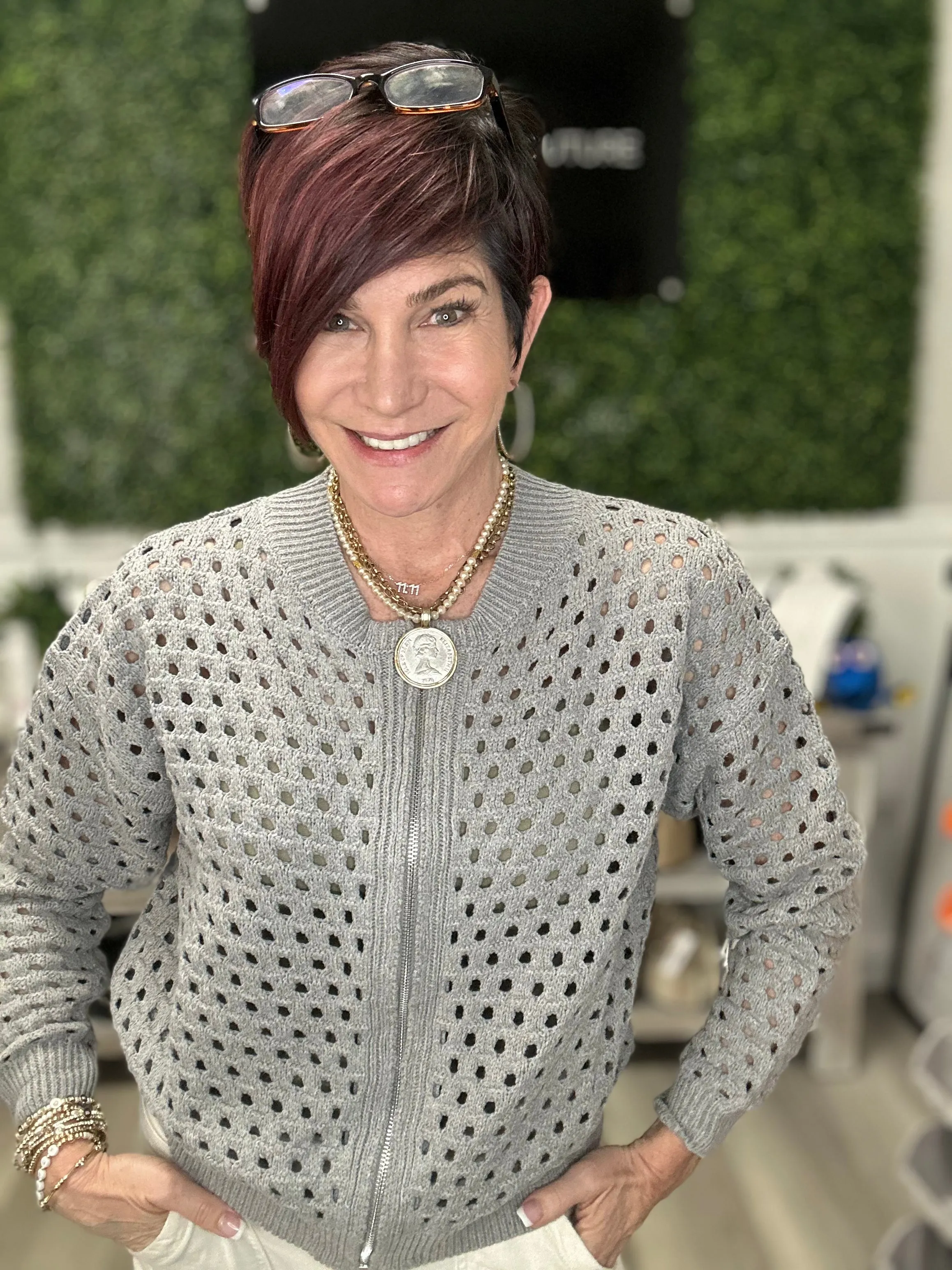 Grey Aster Zipper Cardigan