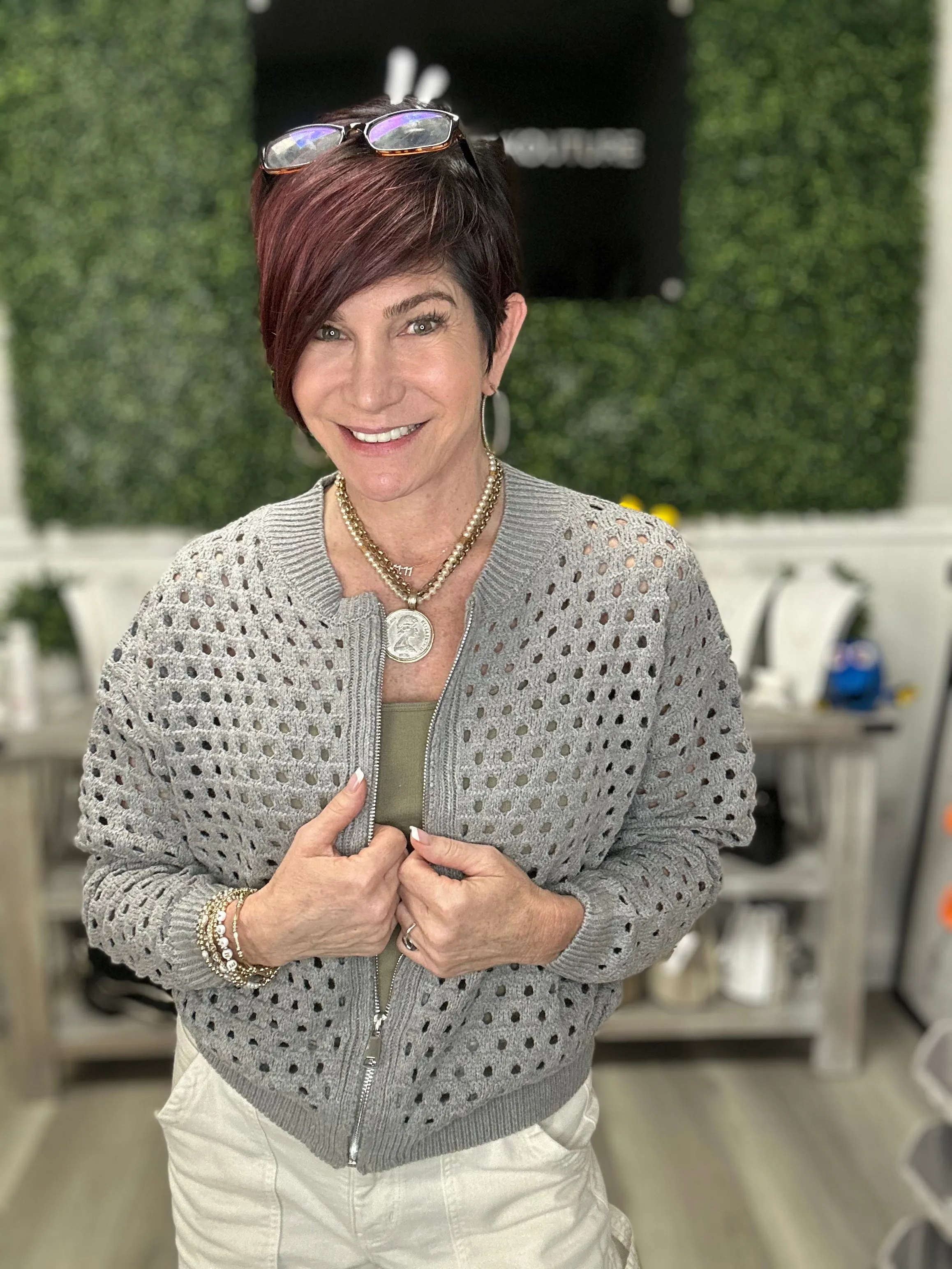 Grey Aster Zipper Cardigan