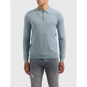 Halfzip Polo Knitwear Blue Grey
