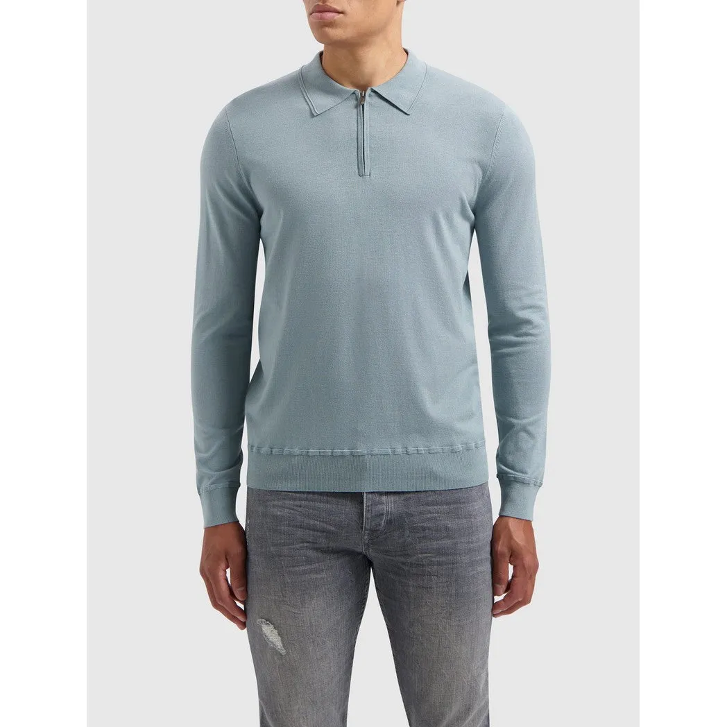 Halfzip Polo Knitwear Blue Grey