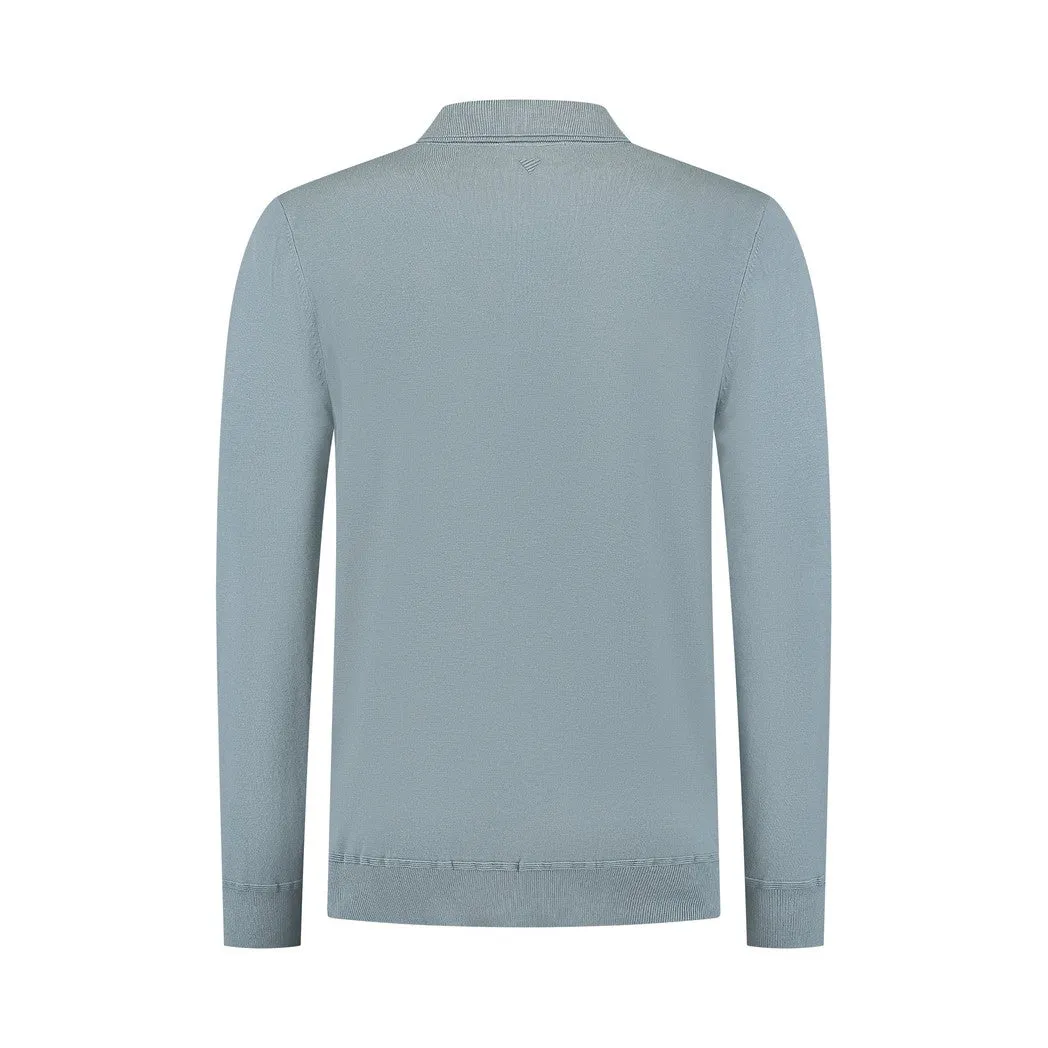 Halfzip Polo Knitwear Blue Grey
