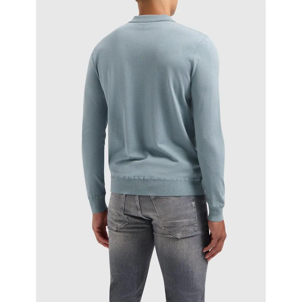 Halfzip Polo Knitwear Blue Grey
