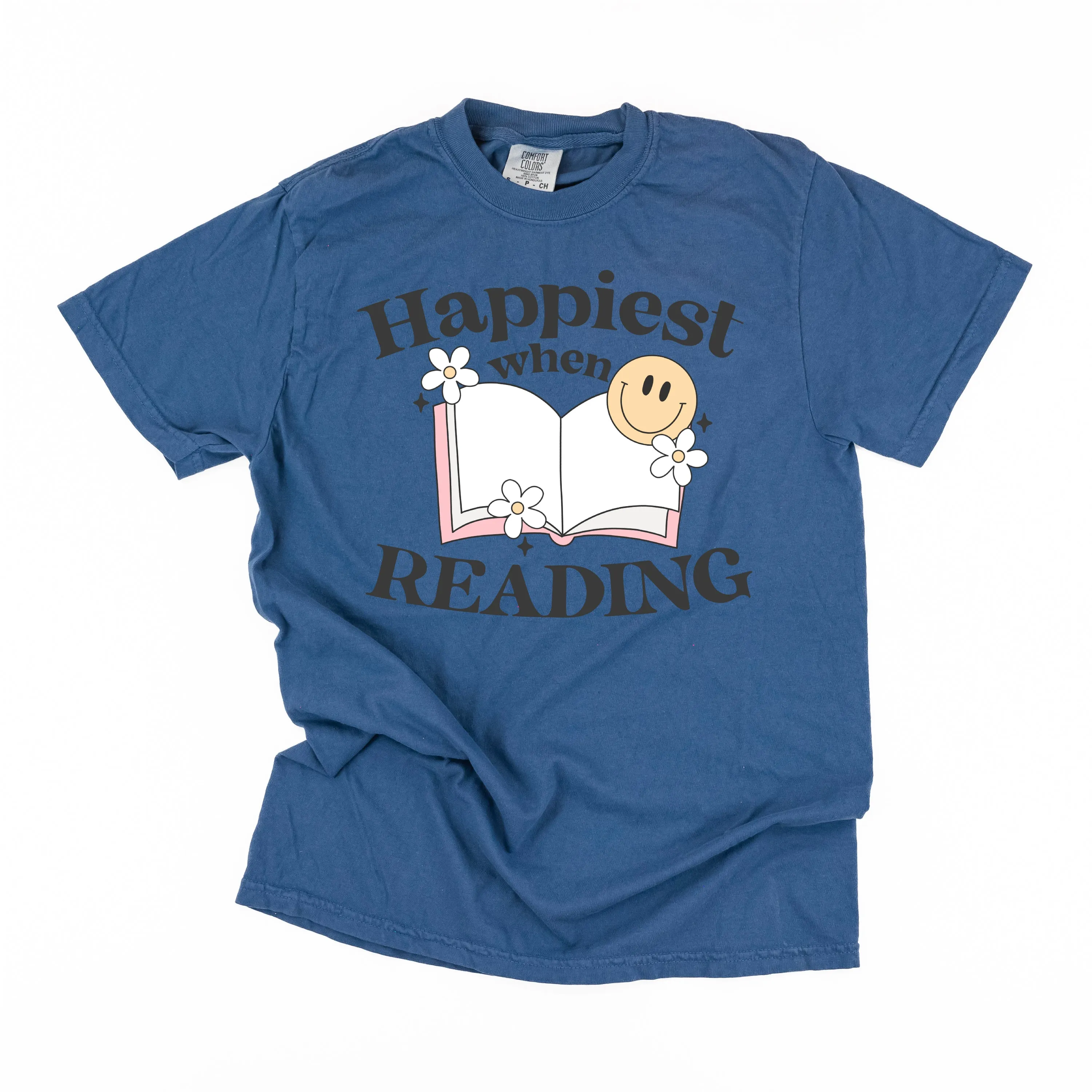 Happiest When Reading - SHORT SLEEVE COMFORT COLORS TEE