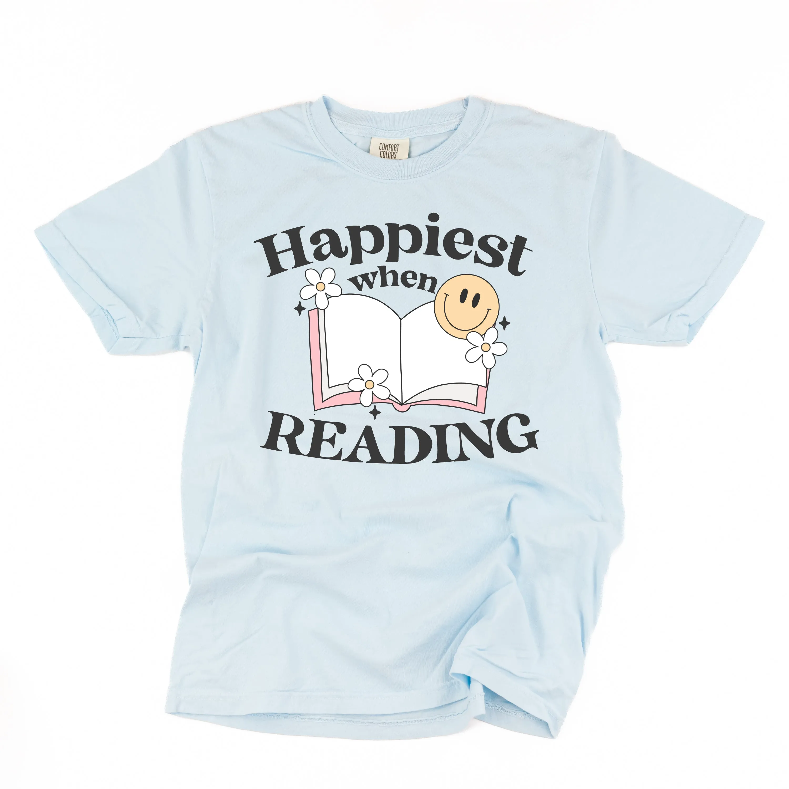 Happiest When Reading - SHORT SLEEVE COMFORT COLORS TEE