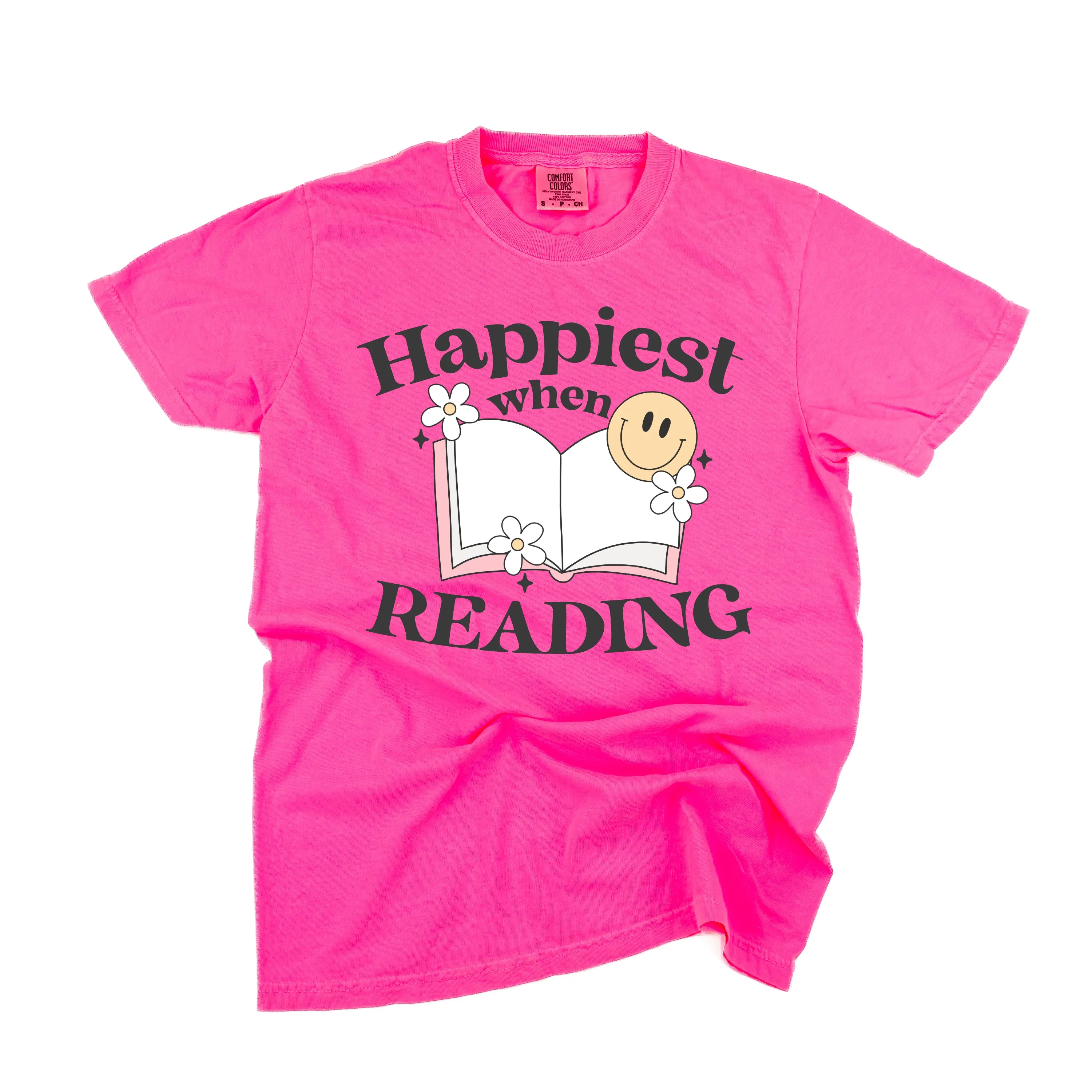 Happiest When Reading - SHORT SLEEVE COMFORT COLORS TEE