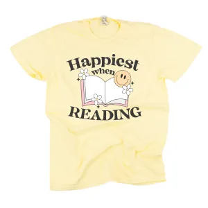 Happiest When Reading - SHORT SLEEVE COMFORT COLORS TEE