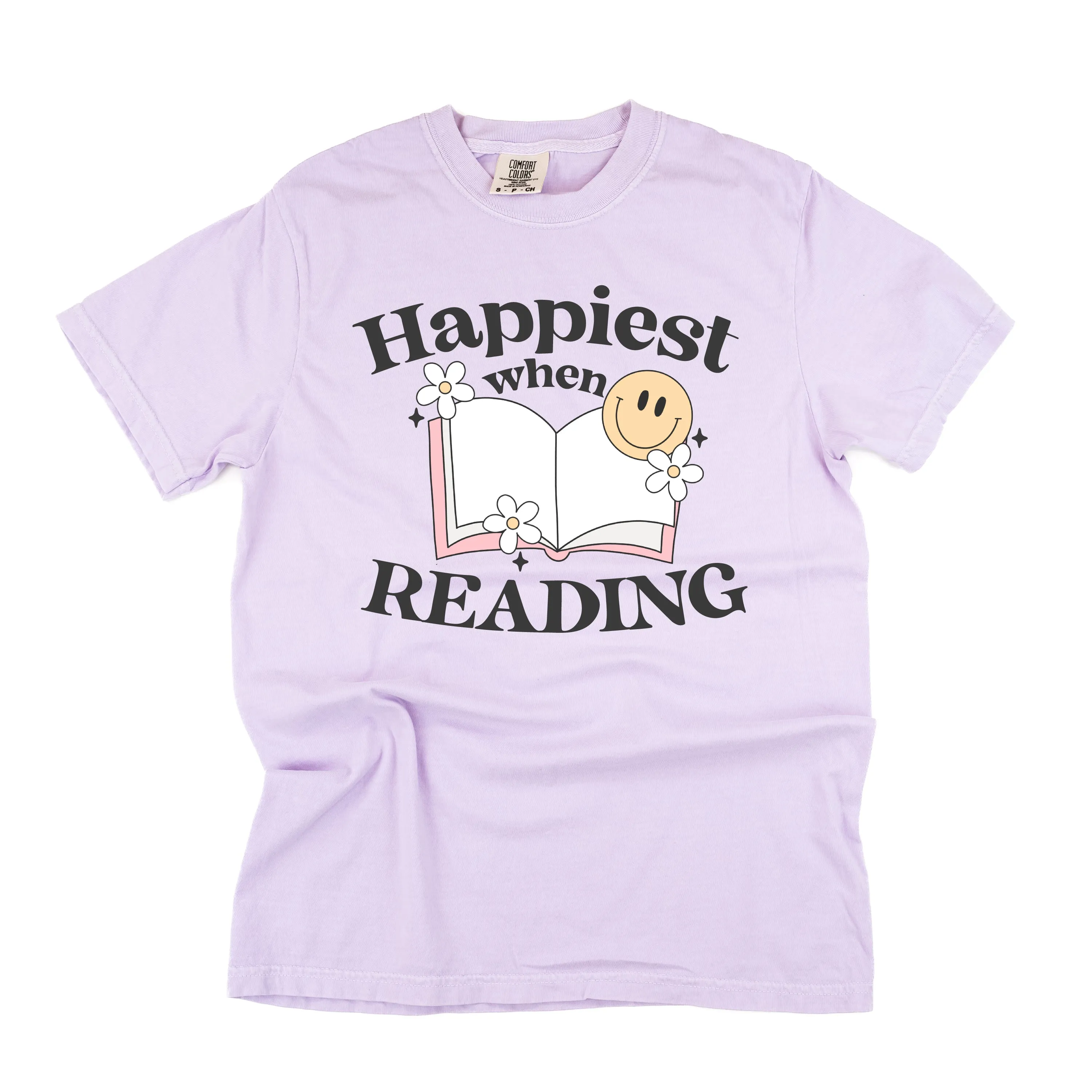 Happiest When Reading - SHORT SLEEVE COMFORT COLORS TEE